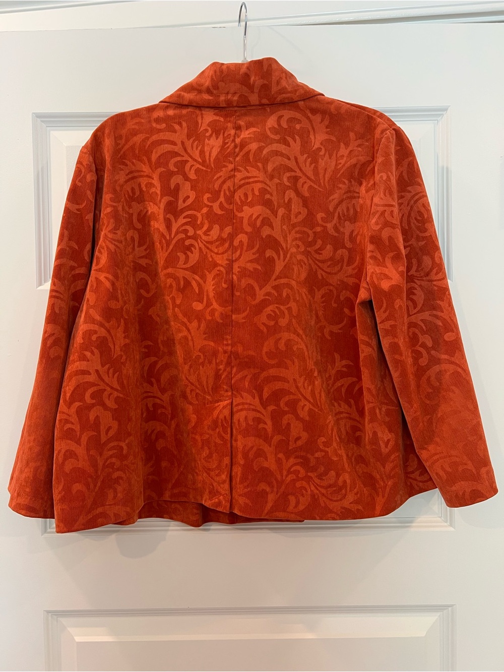 Requirements Burnt Orange Scroll Print Open Front Jacket Blazer XL Stretch - Picture 8 of 8